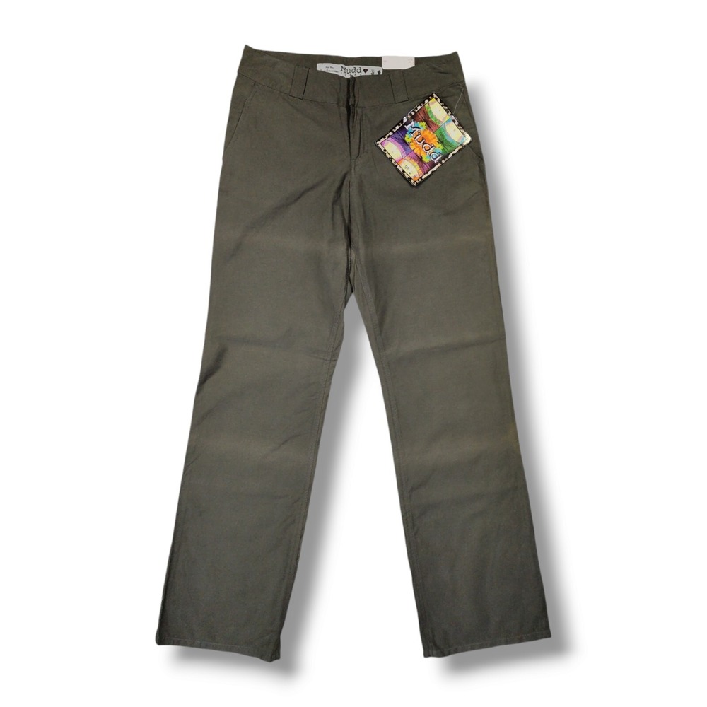 Vintage Mudd Jeans Olive Green Straight Leg Y2K Pants Women's Junior 9 31x33 NWT